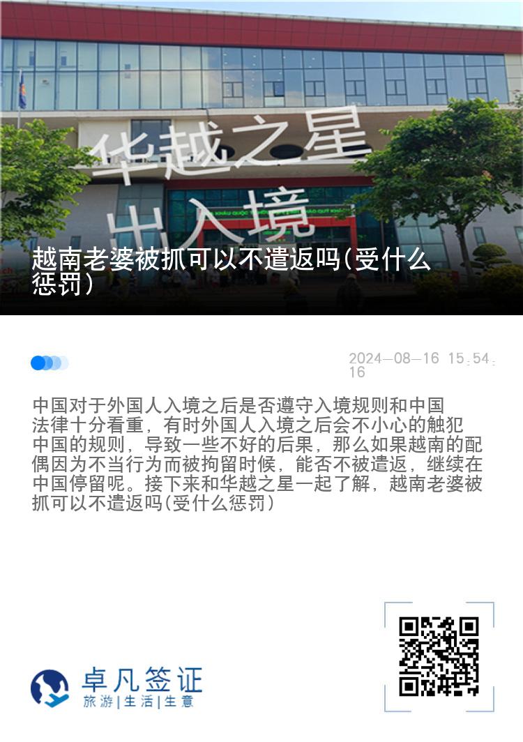 越南老婆被抓可以不遣返吗(受什么惩罚)